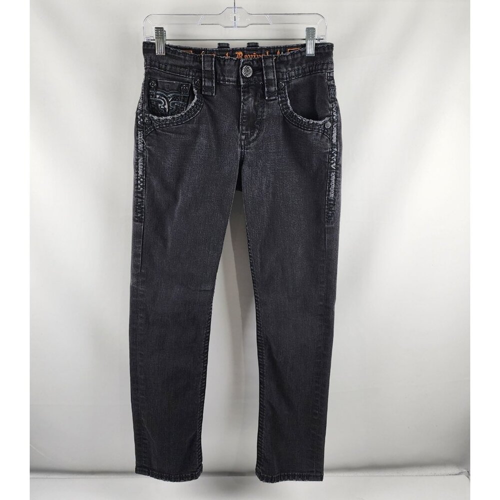 Rock Revival Jeans Mens 28x28 Black Satellite Slim Straight Denim